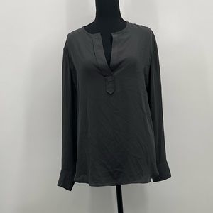 Minimal Dark GreyBlouse | Workwear Office Top | Lightweight Chic Basic Women’s M